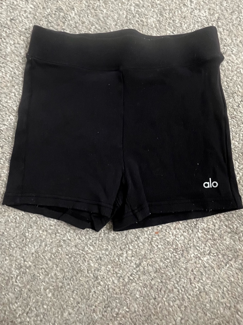 ALO Yoga Black Ribbed High-Waist Bike Shorts